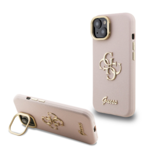 GUESS Cam Stand GUHCP15SPCS4GSP ovitek za iPhone 15 s stojalom - roza