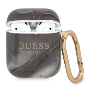 Guess GUA2UNMK ovitek za slušalke za AirPods 1 / 2  - marmor črn