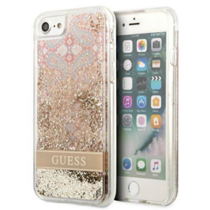 GUESS GUHCI8LFLSD silikonski ovitek za iPhone 7, 8, SE 2020 - prozoren z zlatimi bleščicami