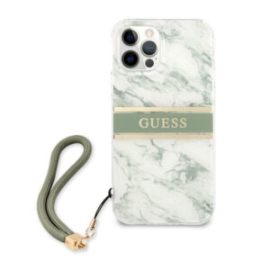 GUESS GUHCP12MKMABGN za iPhone 12 / 12 Pro - zelen marmor shock silikonski ovitek z zeleno zapestnico