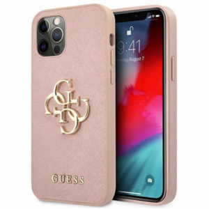 GUESS GUHCP12MSA4GGPI silikonski ovitek za iPhone 12 / 12 Pro - roza z logom