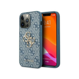 GUESS GUHCP13L4GMGBL silikonski ovitek za iPhone 13 Pro - moder z zlatim logom