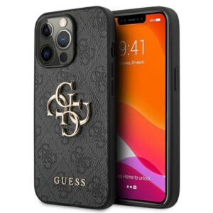 GUESS GUHCP13L4GMGGR silikonski ovitek za iPhone 13 Pro - siv z zlatim logom