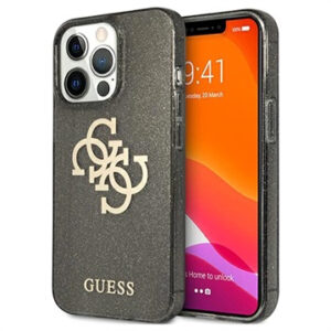 GUESS GUHCP13LPCUGL4GBK Big Logo silikonski ovitek za iPhone 13 Pro - z zlatimi bleščicami