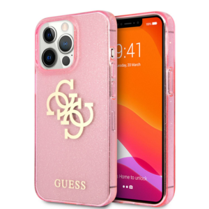 GUESS GUHCP13LPCUGL4GPI Big Logo silikonski ovitek za iPhone 13 Pro - roza z bleščicami