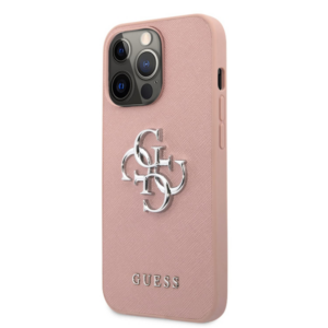 GUESS GUHCP13LSA4GSPI silikonski ovitek za iPhone 13 Pro - roza z logom