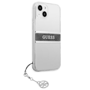 GUESS GUHCP13SKB4GGR za iPhone 13 Mini - prozoren silikonski ovitek s srebrnim obeskom