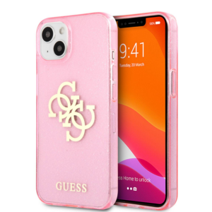 GUESS GUHCP13SPCUGL4GPI Big Logo silikonski ovitek za iPhone 13 mini - roza z bleščicami