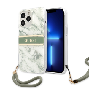 GUESS GUHCP13XKMABGN za iPhone 13 Pro Max - zelen marmor z zeleno zapestnico