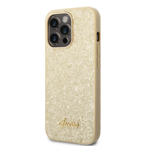 GUESS GUHCP14LHGGSHK ovitek za iPhone 14 Pro - zlat z bleščicami