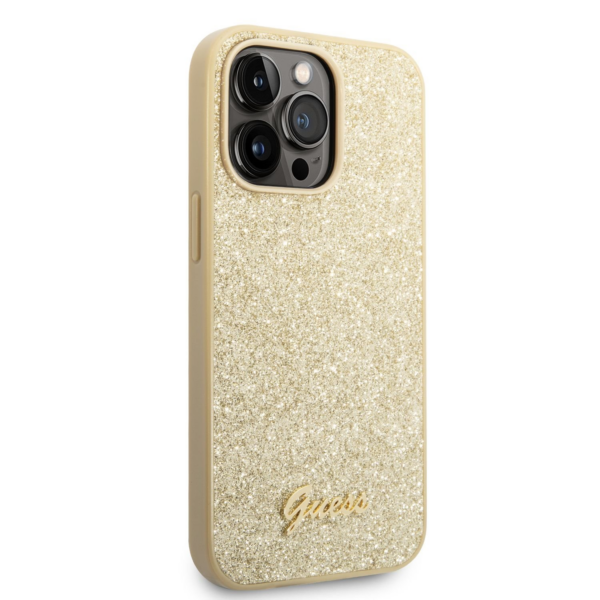 GUESS GUHCP14LHGGSHK ovitek za iPhone 14 Pro - zlat z bleščicami - Image 3