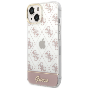 GUESS GUHCP14SHG4MHP ovitek za iPhone 14 6.1 - prozoren z roza potiskom