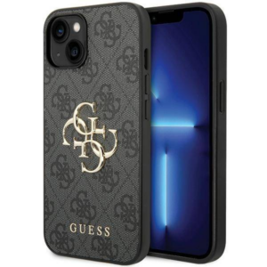 GUESS GUHCP15M4GMGGR silikonski ovitek za iPhone 15 Plus - črn z zlatim logom
