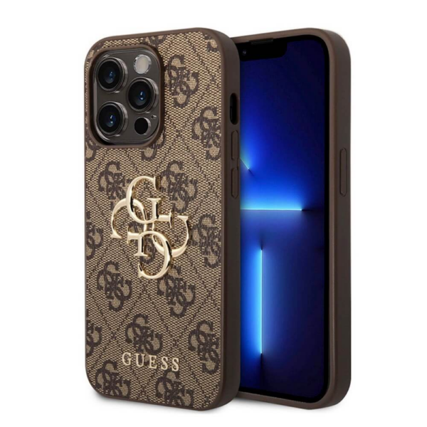 GUESS GUHCP15X4GMGBR silikonski ovitek za iPhone 15 Pro Max - rjav z zlatim logom