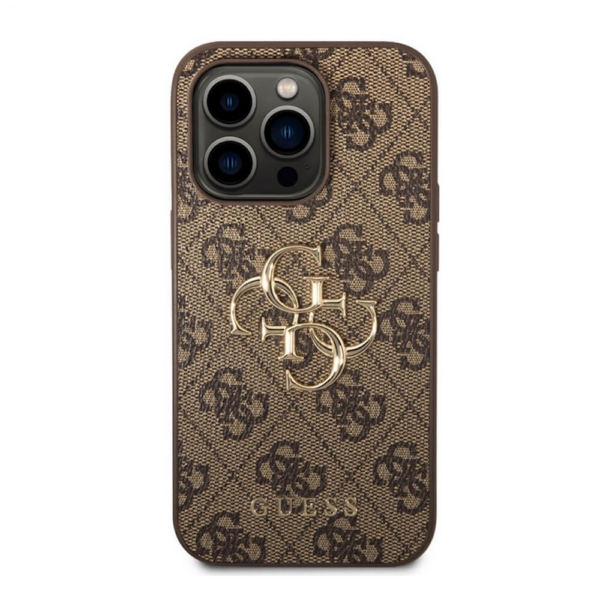 GUESS GUHCP15X4GMGBR silikonski ovitek za iPhone 15 Pro Max - rjav z zlatim logom - Image 3