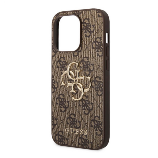 GUESS GUHCP15X4GMGBR silikonski ovitek za iPhone 15 Pro Max - rjav z zlatim logom - Image 4