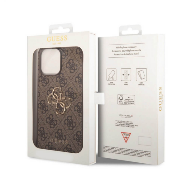 GUESS GUHCP15X4GMGBR silikonski ovitek za iPhone 15 Pro Max - rjav z zlatim logom - Image 6