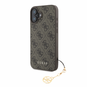 GUESS GUHCP16SGF4GCW silikonski ovitek z obeskom za iPhone 16e - rjav