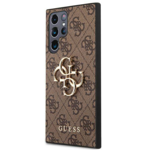 GUESS GUHCS22L4GMGBR silikonski ovitek za Samsung Galaxy S22 Ultra 5G - rjav z zlatim logom