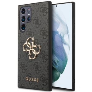 GUESS GUHCS22L4GMGGR silikonski ovitek za Samsung Galaxy S22 Ultra 5G - črn z zlatim logom