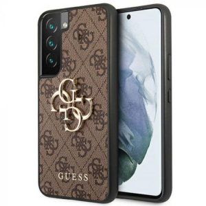 GUESS GUHCS22M4GMGBR silikonski ovitek za Samsung Galaxy S22 Plus 5G - rjav z zlatim logom