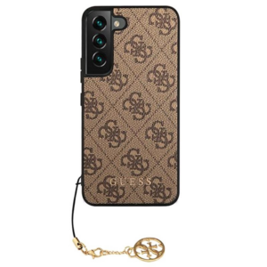 GUESS GUHCS22SGF4GBR silikonski ovitek za Samsung Galaxy S22 5G - rjav z obeskom