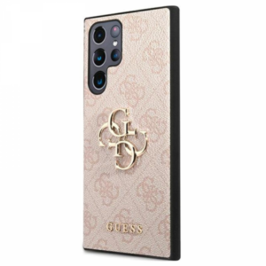 GUESS GUHCS23L4GMGPI silikonski ovitek za Samsung Galaxy S23 Ultra 5G - roza z zlatim logom