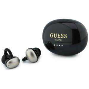 Guess OWS brezžične Bluetooth slušalke  Metallic Finish Electroplated Parts Classic Logo - črne - GUTWSOL3MEGK