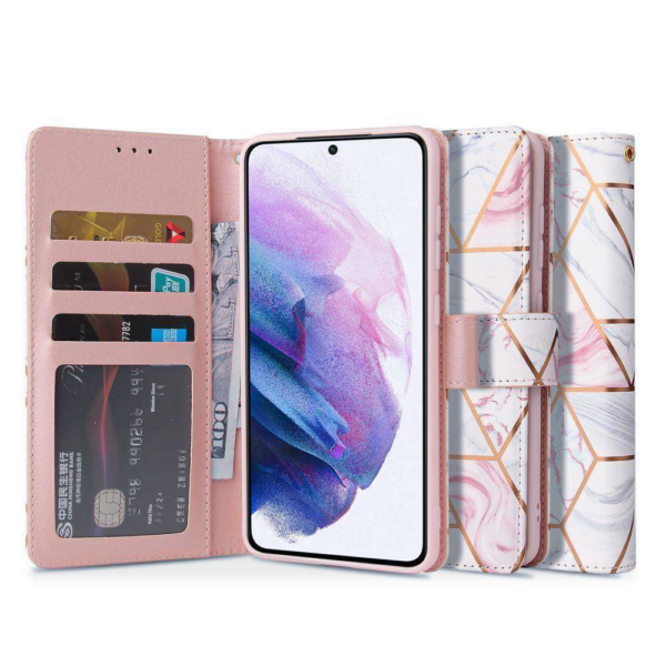 Havana preklopna torbica Wallet denarnica Fancy Diary Marmor Samsung Galaxy S21 FE G990 - roza - slika 2