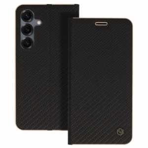 Havana Premium preklopna torbica Samsung Galaxy A16 - carbon črna z zlatim robom