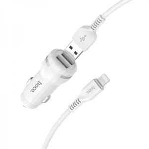 HOCO avtopolnilec Z27, 2,4 A s kablom 1m Lightning iPhone - bel