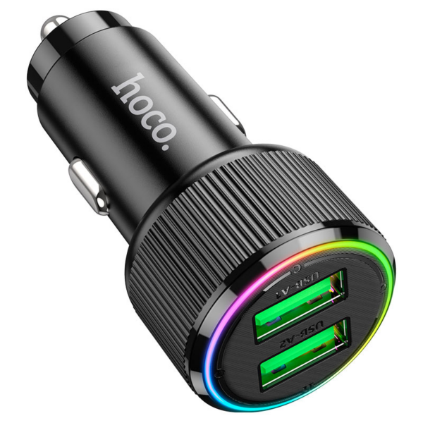 HOCO avtopolnilec adapter NZ14 Guerrero QC 36W 2xUSB za Samsung - črn - Image 2