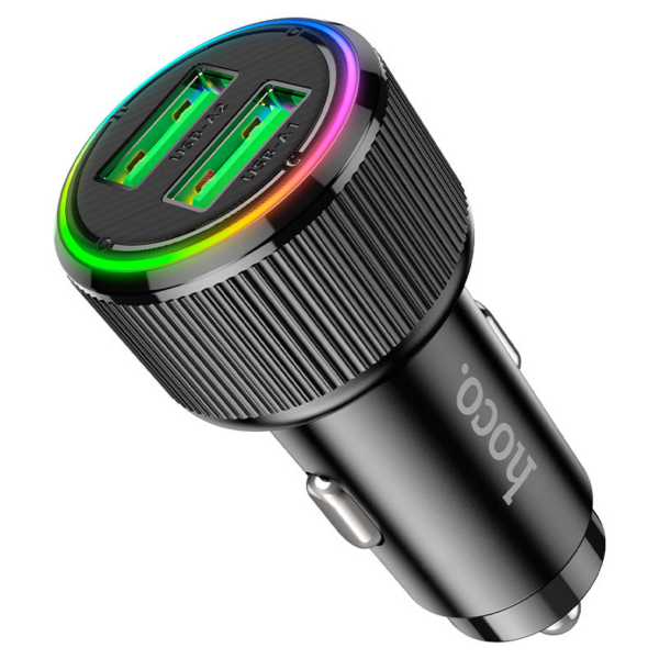 HOCO avtopolnilec adapter NZ14 Guerrero QC 36W 2xUSB za Samsung - črn - Image 3