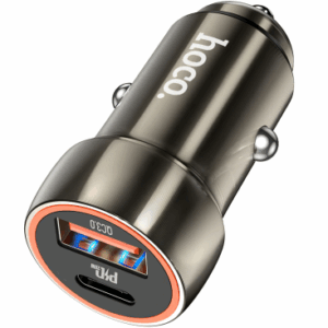 HOCO avtopolnilec Z46A QC 20W 3A z 1x USB-A, 1x Type C za Samsung, Apple - siv