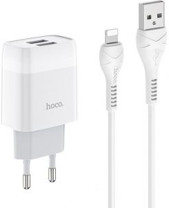HOCO hišni polnilec C73 2,4A 2x USB vtič s polnilnim kablom Lightning za iPhone