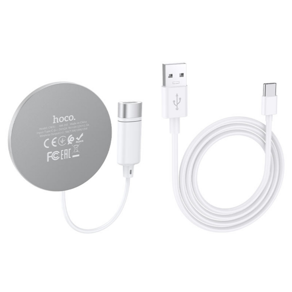Hoco original brezžična polnilna postaja CW31 magnetna 15W MagSafe, brezžični polnilec za iPhone - srebrn - Image 2