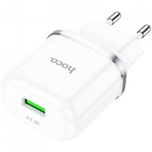 HOCO pametni hišni polnilec adapter N3 18W z 3.0 QC USB vtičem bel