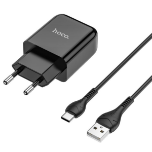 HOCO pametni hišni polnilec N2 z USB vtičem in s polnilnim kablom Type C 2,1A 10,5W za Samsung - črn