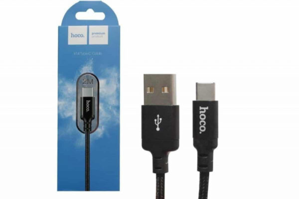 Hoco podatkovni kabel Type C na USB 2m 3A črn pleten - Image 2