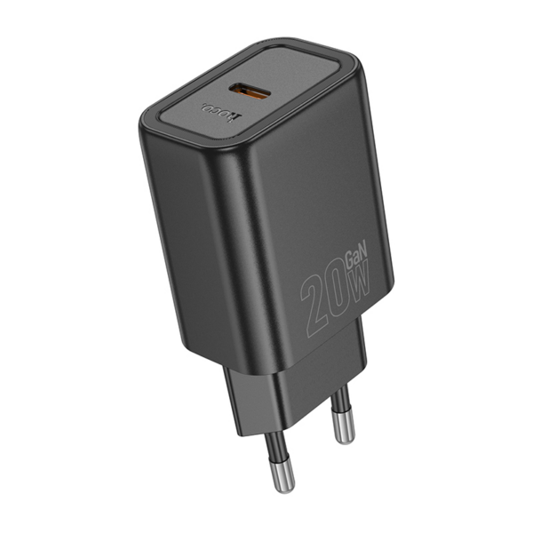 Hoco polnilec adapter N60 GaN PD 20W Type C za Samsung, iPhone - črn - Image 2