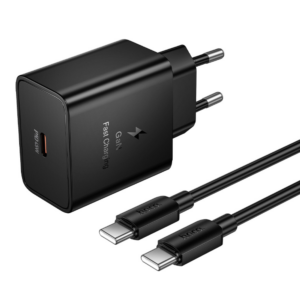 Hoco polnilec N77 GaN PD 45W Type C s kablom 1m Type C za Samsung, Apple - črn