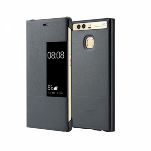 Huawei original preklopna torbica S-View za Huawei P9 temno siva z okenčkom