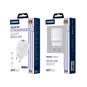 Jellico adapter A77 hišni polnilec 3.0A Quick Charge 22,5W vhod USB A s kablom LIGHTNING  - (EU Blister) -bel