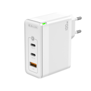 Jellico hišni adapter C118 220V Gun QC 100W vhod 1x USB A (22,5W) in 2x Type C (1x 65W + 1x 35W) - bel