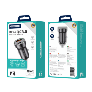 Jellico avtopolnilec F4 3.0A 20W Type C  / USB A s kablom 1m Lightning - črn