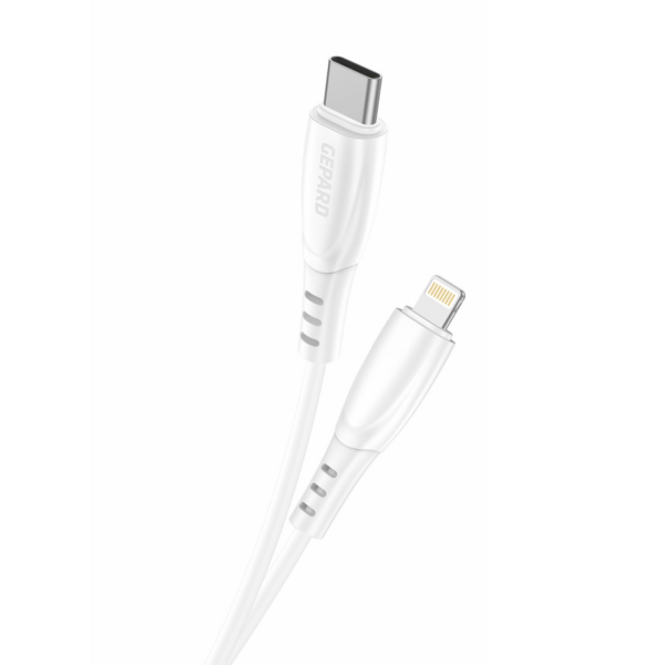 Gepard X75 podatkovni kabel (Quick Charge) 3.0A 15W Lightning na Type C 1m bel - Image 2