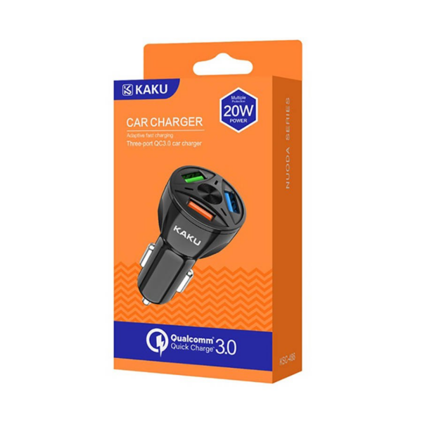 Kaku avtopolnilec KSC-486 3.0 QC s tremu USB izhodi - črn - Image 2