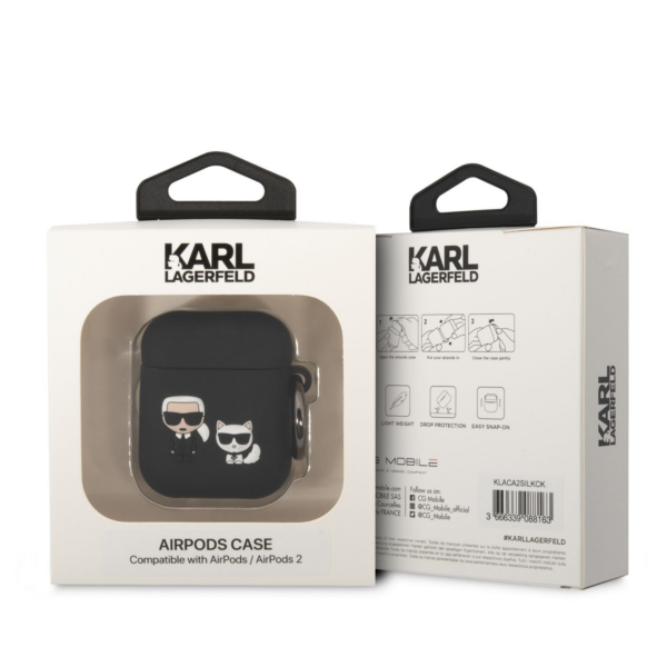 KARL LAGERFELD AirPods 1 / AirPods 2 Case -Full Bodies - črna - KLACA2SILKCK - Image 3