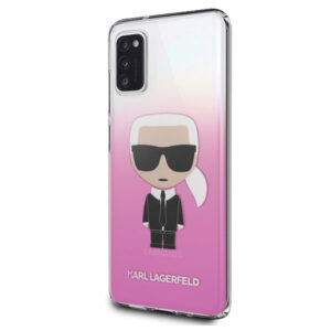 Originalen KARL LAGERFELD ovitek Samsung Galaxy A41 A415 - Karl Full Body Iconic - prozorno pink trda zaščita - KLHCA41TRDFKPI