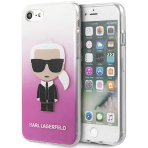 Originalen KARL LAGERFELD ovitek iPhone 7 / 8 / SE 2 (2020) - Karl Full Body Iconic - prozorno pink trda zaščita - KLHCI8TRDFKPI